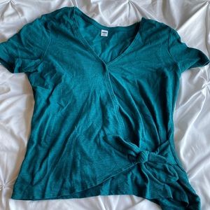 Teal wrap blouse